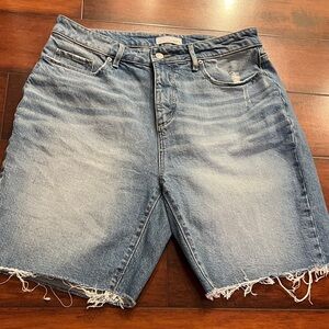 LOFT Light Blue Frayed Hem Denim Shorts